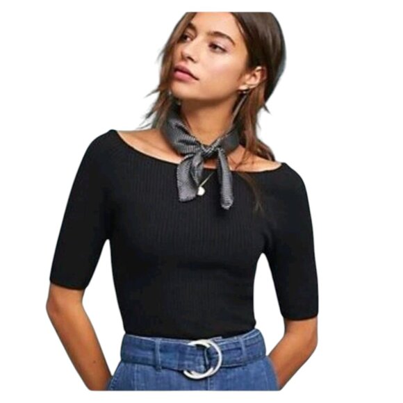 Anthropologie ett:twa L'Opera Boatneck Ribbed Knit Top - Picture 1 of 5